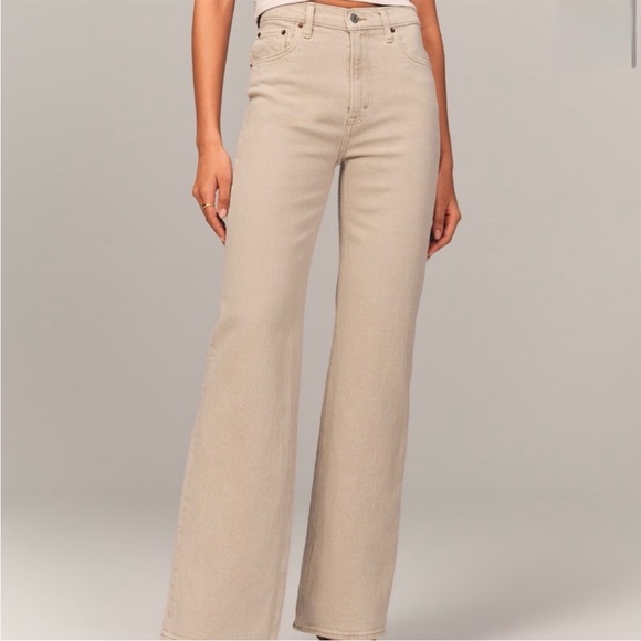 Abercrombie High Rise 90s Relaxed Jeans In Oat Size 29/8r - Picture 2 of 9